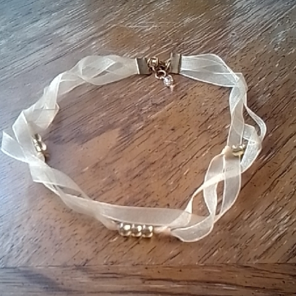 Handmade Gold Ribbon Choker Necklace!!